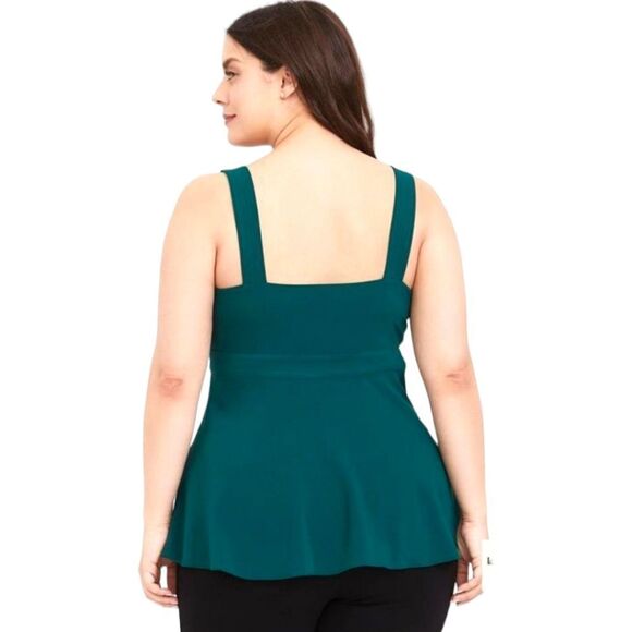 TORRID Botanical Green Crepe Zip Front Tank Top. 3X - Picture 9 of 14